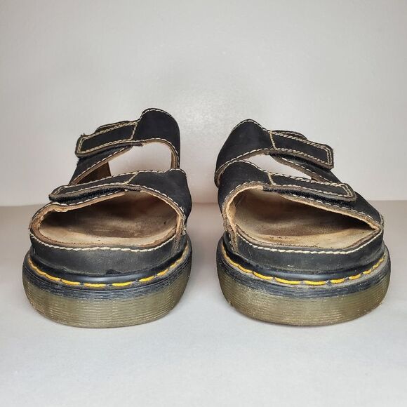 Dr Martens Men\'s Black Leather Sandals with Velcro Straps Size 12